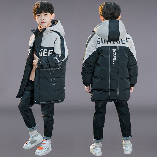 

boys' wear long down cotton padded clothes 2020 new style children's fashion in winter thickening coat trend of big, Blue;gray