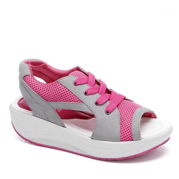 

fashion summer women sandals 2021 casual mesh breathable shoes woman ladies wedges sandals lace platform1, Black
