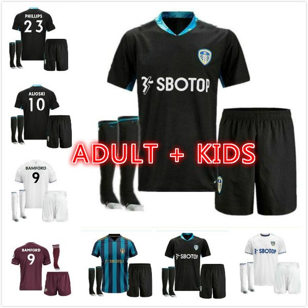 

kids kit united 20 21 hasselbaink third soccer jersey bamford clarkesmith kewell hopkin hernandez 2020 2021 kit away football shirts, Black;yellow