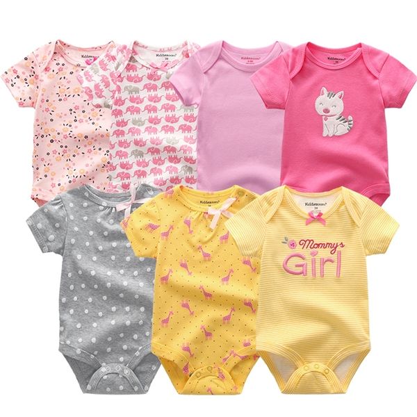 

2020 baby girls summer romper 7pcs/lot baby clothes set cartoon infant newborn baby boy clothes overall jumpsuit t200706, Blue