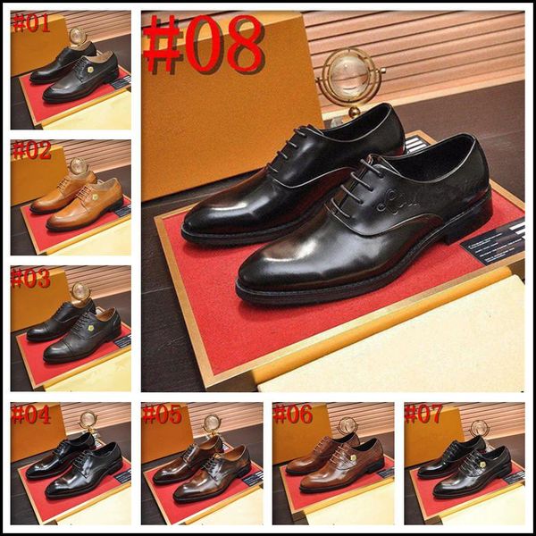 

c3 luxury men leather shoes fashion derby balck brown lace up cap toe pointed toe office wedding dress formal shoes men 11, Black