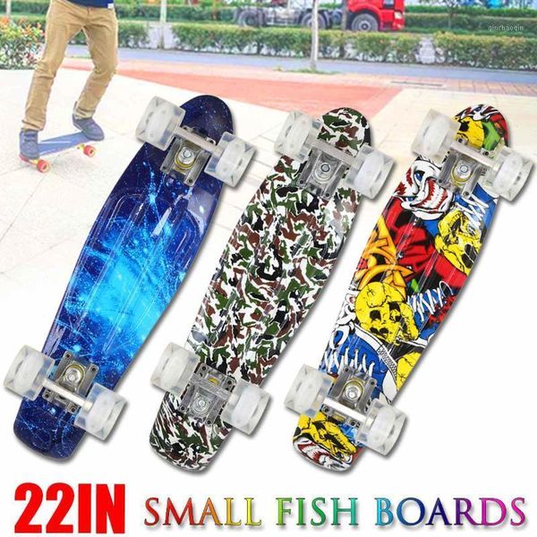 

22in skateboard multiple pattern board 88a 72mm wheel kids beginner brush street1