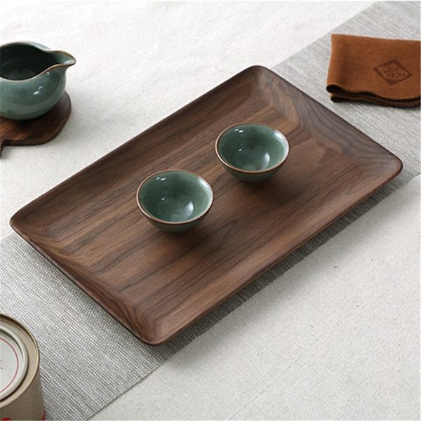 

2021 new 3pcs/set rectangle black walnut pan fruit dishes saucer tea tray dessert dinner bread wood storage plate m6r4
