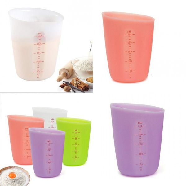 

250ml food measuring cup semi-permeable double-scale silicone measuring cup graduated beaker cooking baking kitchen measuring tool 246 j2
