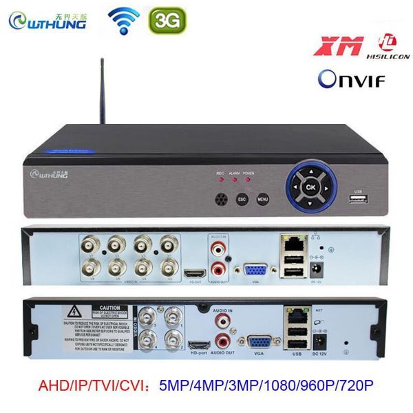 

kits ahd 5mp cctv wifi dvr nvr h.265 4ch 8ch p2p xmeye cloud video recorder home surveillance security onvif for ip camera1, Black;white