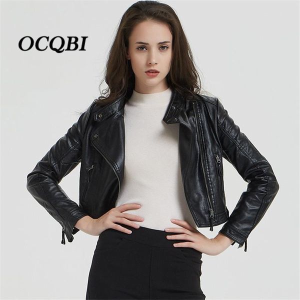 

2020 bomber motorcycle streetwear pu black jacket spring and autumn fashion bodycon crop jacket women, Black;brown