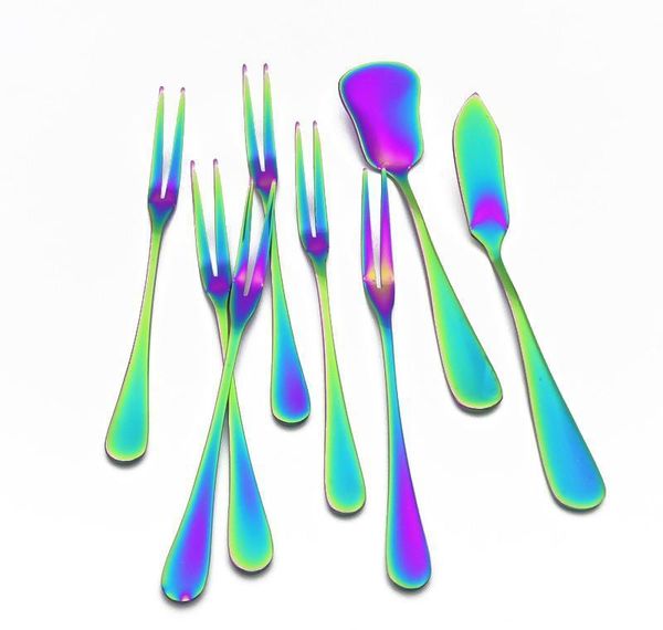 

stainless steel fruit forks rainbow butter knife tableware set cake knife dessert fork dinner bbyhos xmh_home