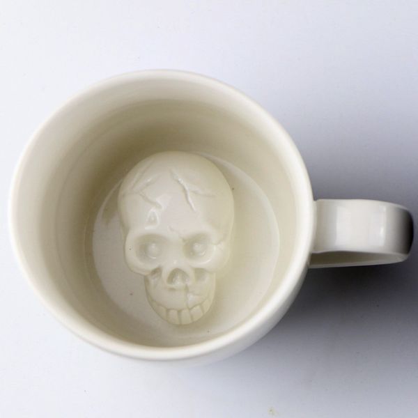 

pure color mug white black skull cup coffee house office bar restaurant drinking use water tumbler creative 9hz l1