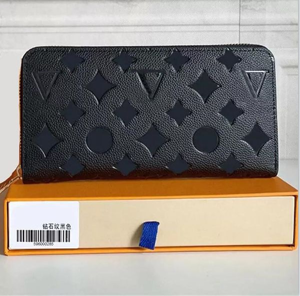 

big letter black genuine leather brown flowers designer wallets luxurys men women leather bags classic letters purse original box plaid card, Red;black