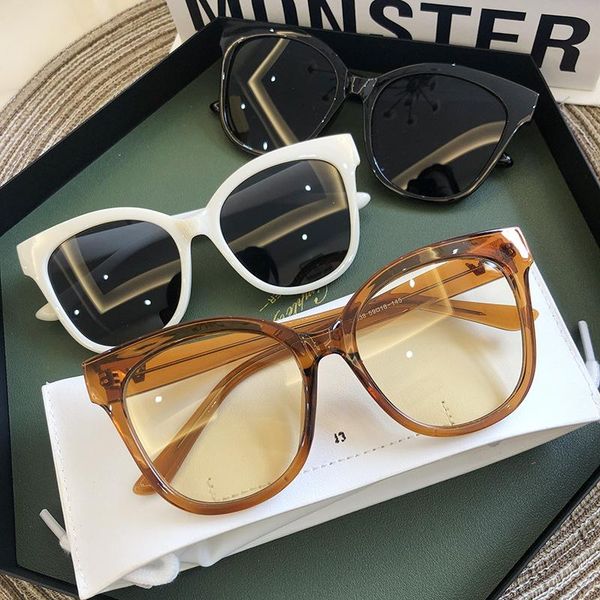 

ms new 2020 brand designer sunglasses female cat eye sunglasses women's oversized female sun glasses, White;black