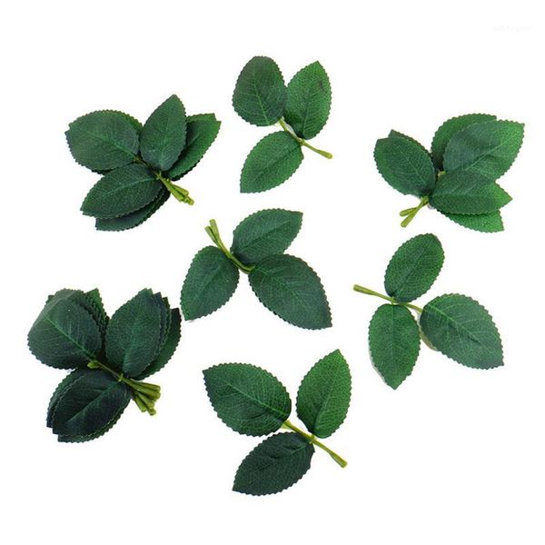

decorative flowers & wreaths 50pieces green artificial leaf silk leaves for home wedding decoration bouquet diy fake flower1