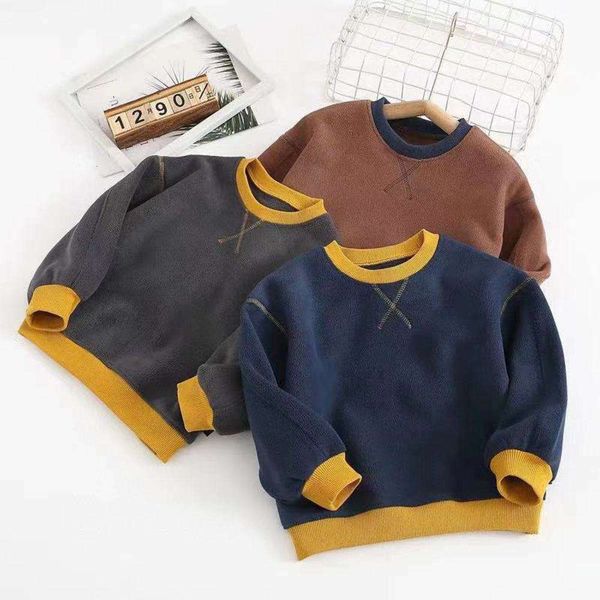 

2020 winter y122813 new solid round neck cotton trendy pullover fce korean children's sweater, Black