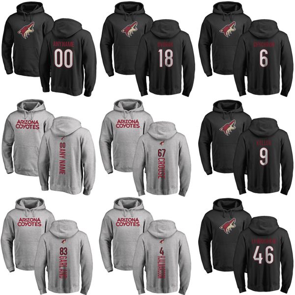 

arizona coyotes pullover hoodie 33 alex goligoski 4 niklas hjalmarsson 42 aaron ness 82 oesterle black gray hockey hoodie custom stitched, Red