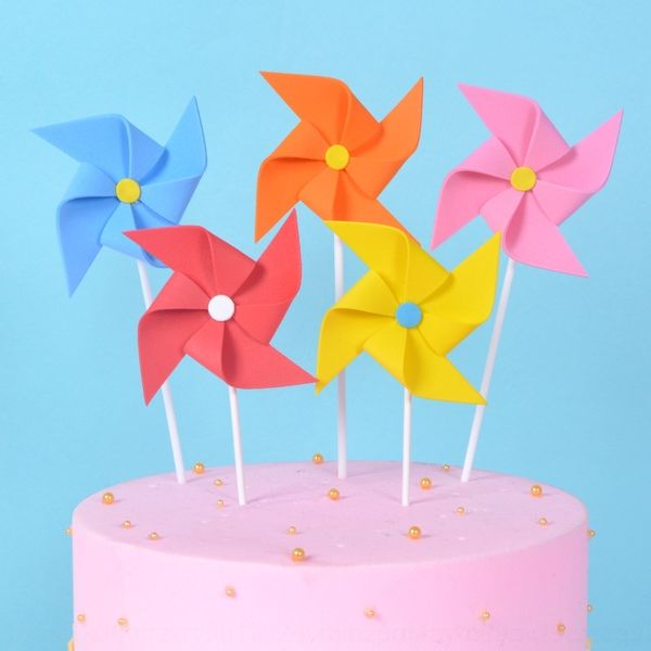 

qfgfm creative decoration plug-in multi-layer three-dimensional color 3 dressing windmill eva cake cake supplies sets oauxo