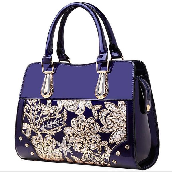 

new ladies high-grade patent leather handbag shoulder bag european and american fashion sequins pillow bag ladies messenger