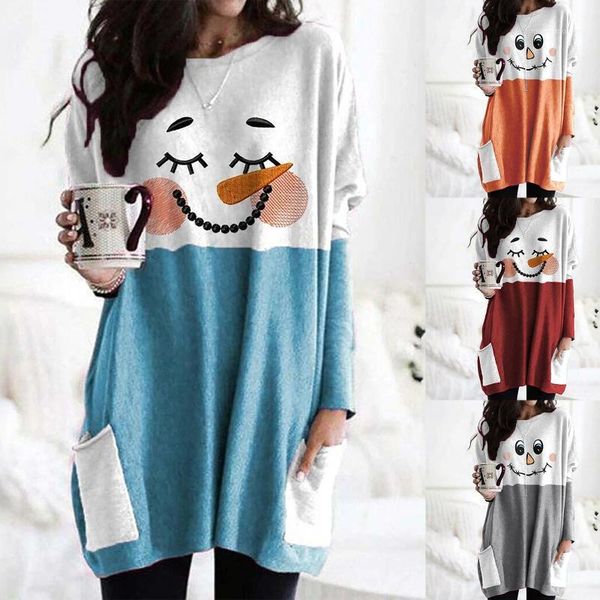 

ladies christmas print pocket loose casual casual for women blouse christmas sweater women plus size sweaters1, White;black