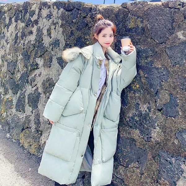 

2019 fashion big pocket women winter jacket cotton padded warm thicken big fur collar ladies long coats parka womens jackets1, Black