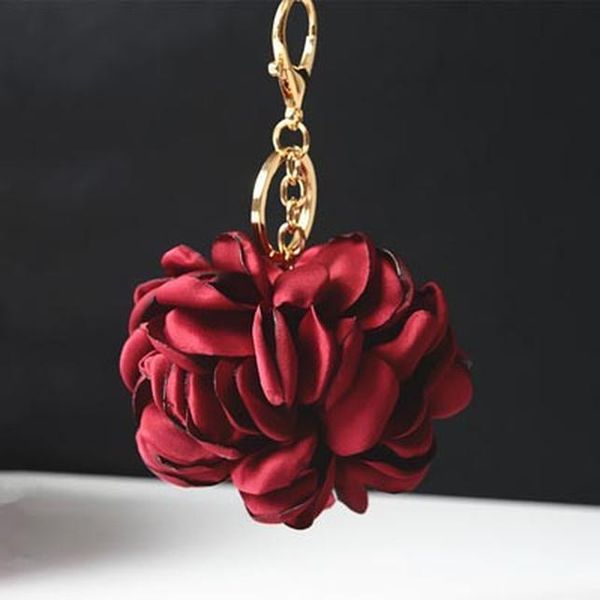 

new cloth rose flower key chain bag keychain for women car pendant key ring jewelry key holder eh589 h bbyoxu, Silver