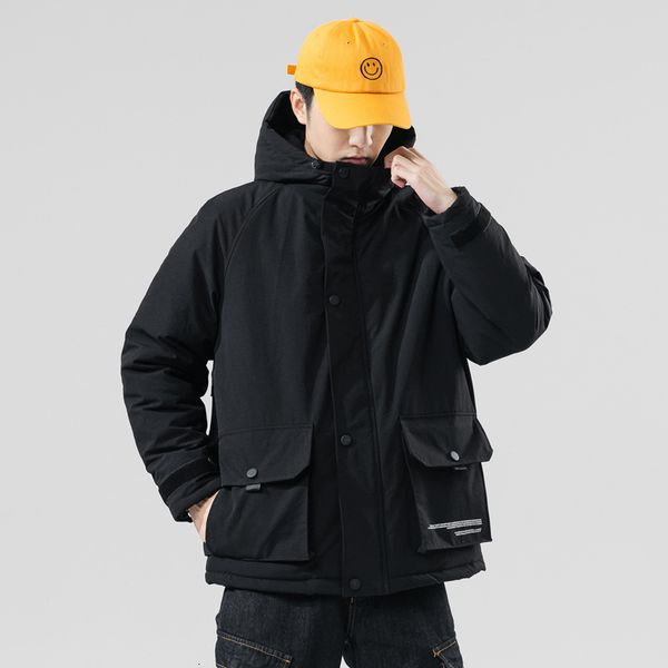 

fashion brand men's winter thickened loose size tooling down trend korean cotton padded jacket, Black