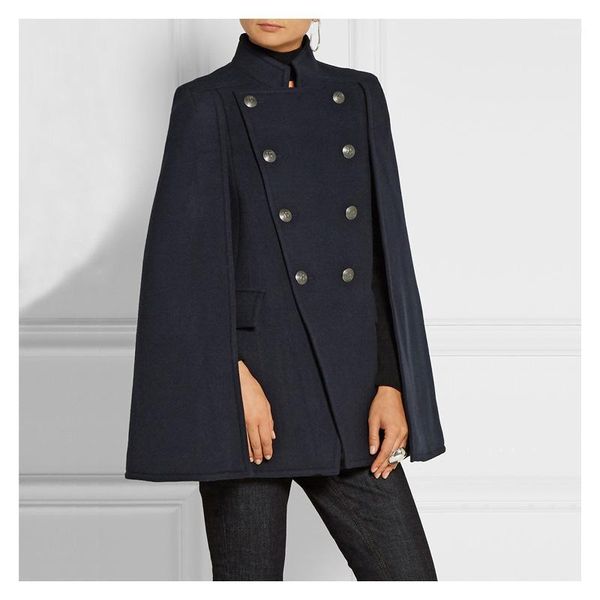 

2020 autumn winter new original design woolen coat double breasted slim england style warm coat trench street wear1, Black