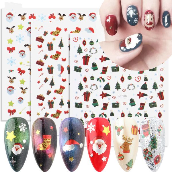 

nail winter christmas stickers new art 3d decorations diy decals water tattoo sliders for manicure nails design accessories