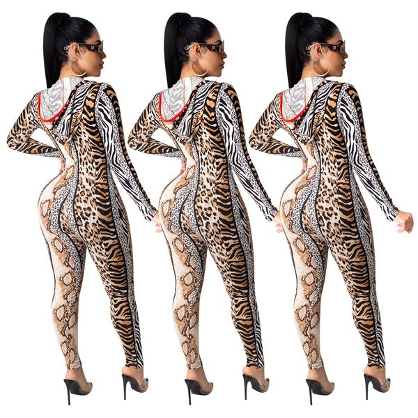 

yd european and american womens clothing skinny fashion print zipped jumpsuits for cross-border womens clothing, Black;white