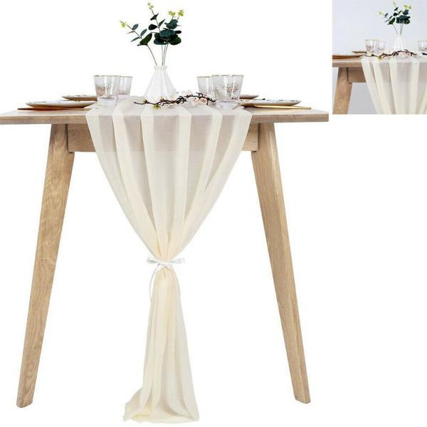 

chair covers romantic chiffon 27"x120" extra wide wedding table runner decoration1