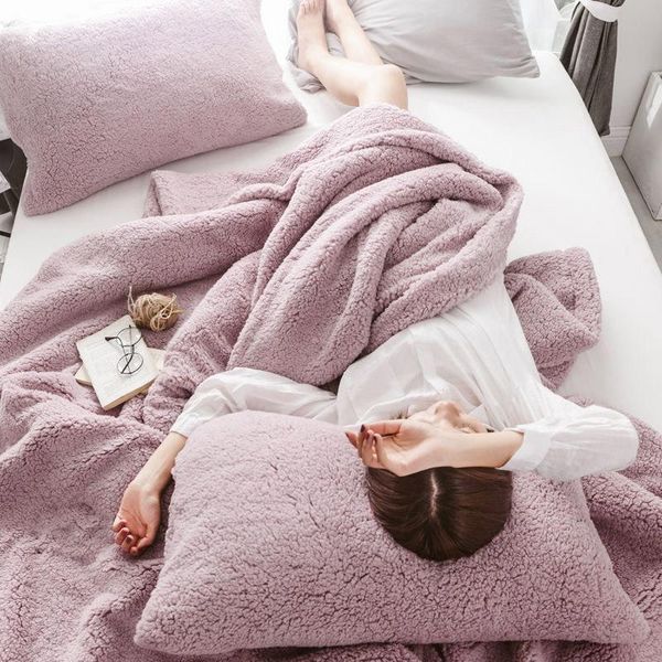 

justchic 48x74cm (19x29 inch) pillowcase winter warm berber fleece pillow case pink bedding decorative pillow cama queen