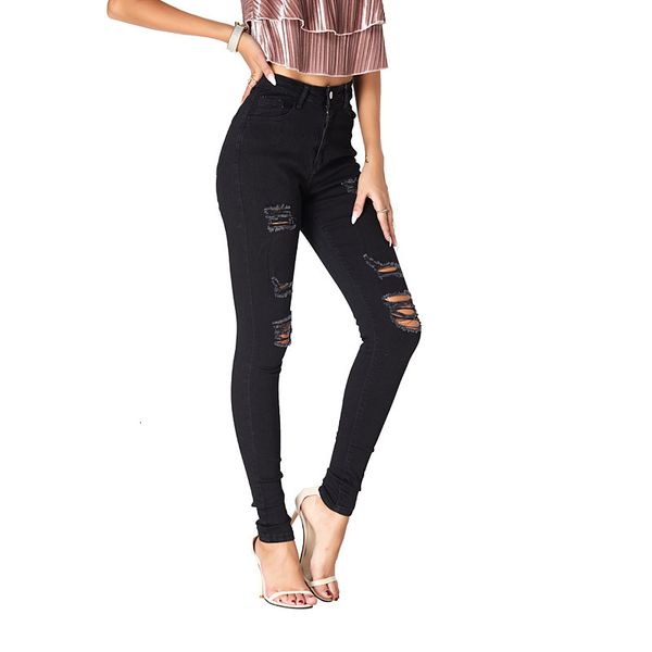 

women's hole slim, large size jeans leggings show thin, Blue