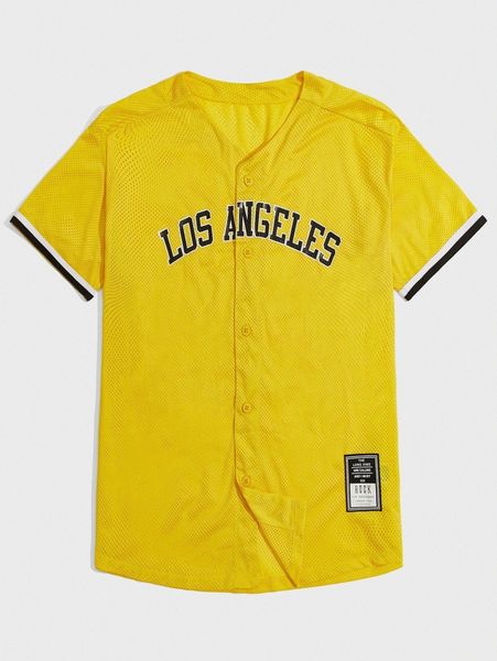 

men letter graphic striped cuff sports mesh shirt b2gt#, White;black