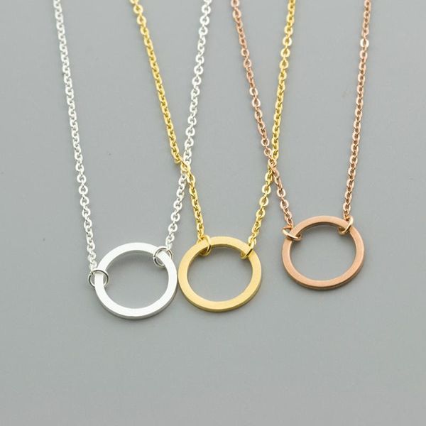 

pendant necklaces v attract 2021 vintage charm round choker collier femme stainless steel long chain circle necklace women body jewelry, Silver