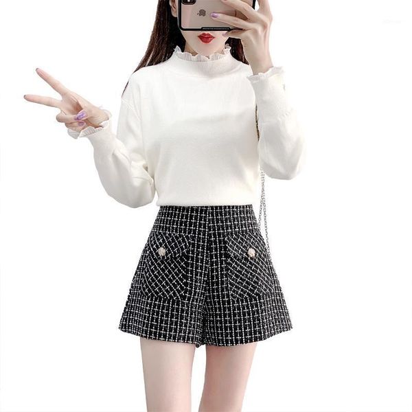 

autumn winter women korea fashion two-piece pullover sweater short pants suit sweet girl outfit knitwear leisure vogue1, Gray