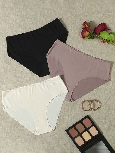 

3pack plus no show solid panty w0yw#, Black;white