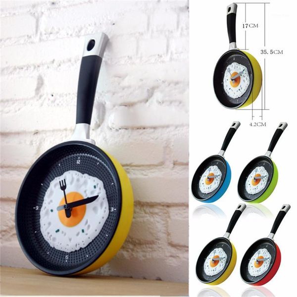 Orologi da parete All'ingrosso - Uovo fritto in plastica Padella Cucina Novità Orologio Regalo Caffè Forchetta Coltello Lancette Durevole1