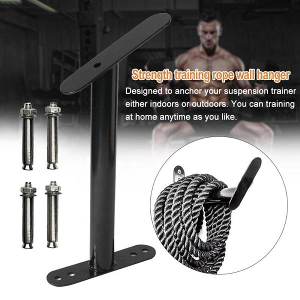 

yoga suspension straps easy install bracket boxing equipment training gym home black steel wall mounted battle rope anchor