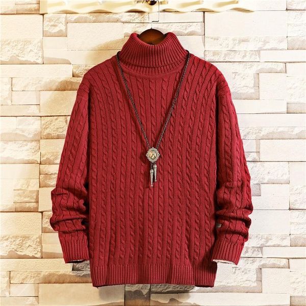 

2020 men autumn winter sweater solid color large size high neck long sleeve jumper turtleneck knitted basic pullovers korean1, White;black