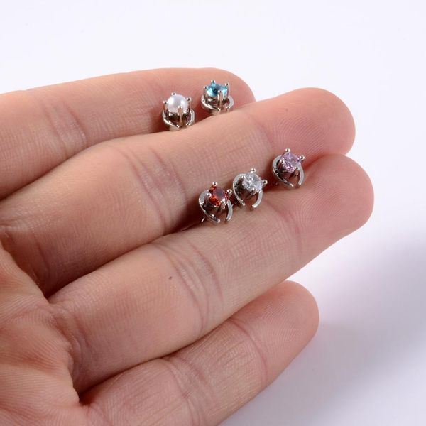 

1pc cz gem ear tragus helix cartilage 361l surgical steel water drop crystal ear lobe stud labret bar ring body piercing q sqcpuc, Silver