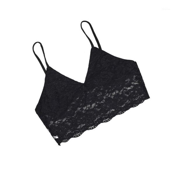 Canotte da donna Camis all'ingrosso-Donne sexy Crop Top Boho Biancheria intima traslucida Reggiseno in pizzo trasparente Bralette Lingerie H341