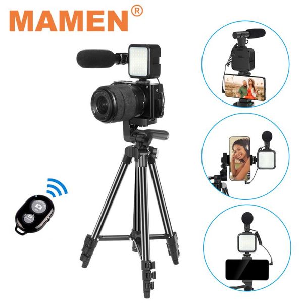 

mamen professional pgraphy video kits with adjustable tripod fill light microphone for camera phone studio vlog shooting