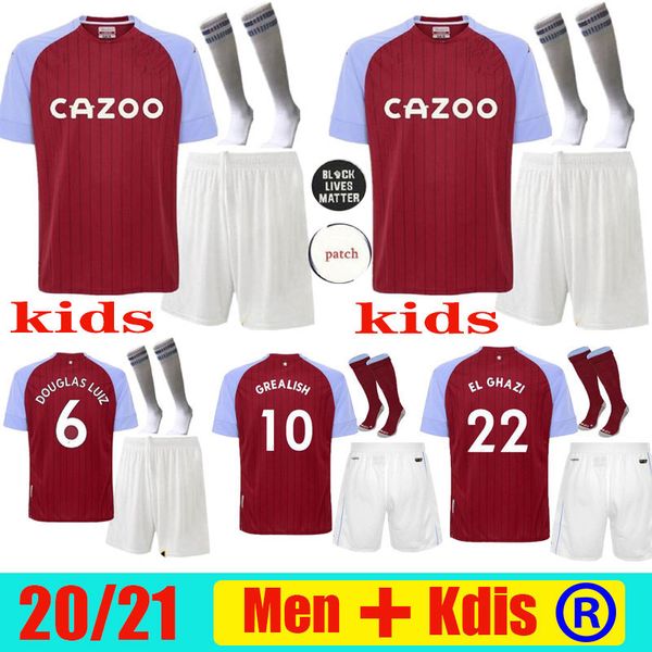 

2020 aston villa soccer jerseys watkins 20 21 wesley grealish football shirt el ghazi hourihane m.trezeguet mcginn men kids kit uniform, Black;yellow