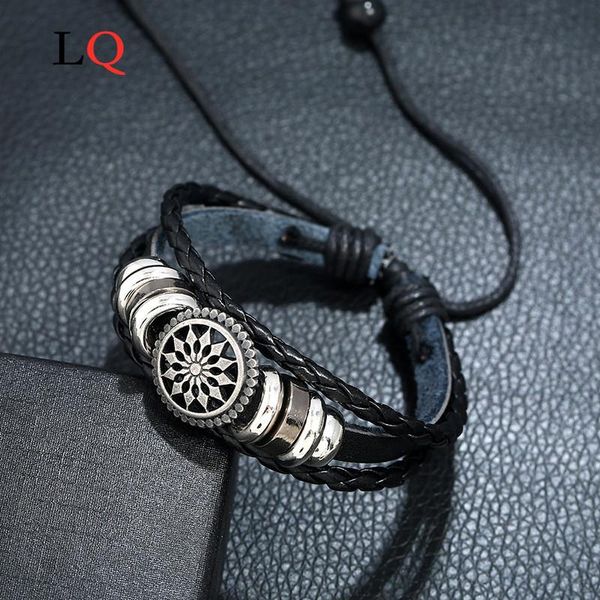 

leaf feather multiple layer charms bracelet for men women fashion leather bracelets wristband braid bangles gift wholesale bulk, Golden;silver