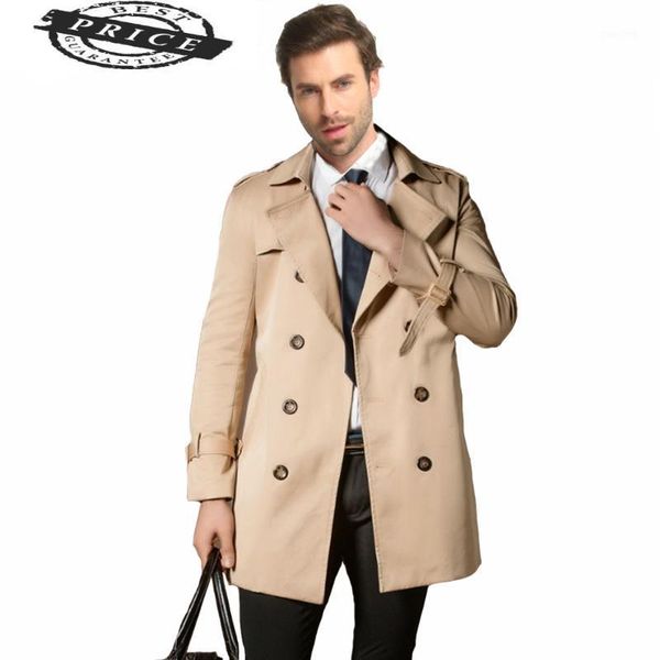 

plus size autumn and men's winter new and long trench coat double-breasted trench jacket fit 260kg wear men jacket coat1, Tan;black