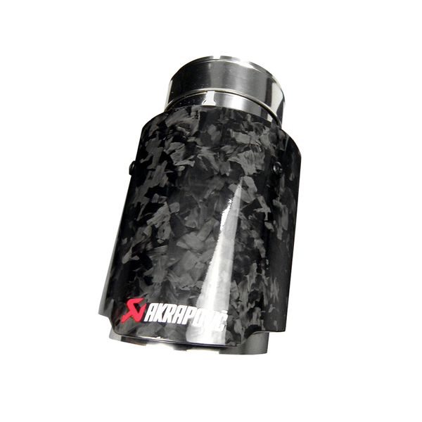 

car universal straight edge sliver stainless steel glossy forged carbon fiber exhaust muffler tip exhaust end pipe tail pipe tip ak logo