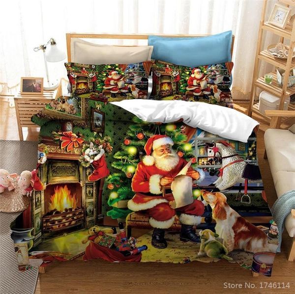 

3d printed christmas bedding set santa claus gift duvet cover set quilt cover pillowcase home textile twin full  king size1