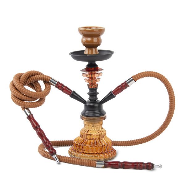 

portable double glass hookah travel set chicha nargile with hose bowl tong tray smoking pipe accessories