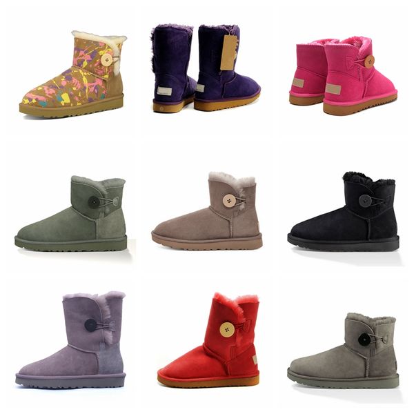 

2021 australian snow boots women's waterproof fur classic short boots thickening warm couple shoes winteruggs l52p#454, Black