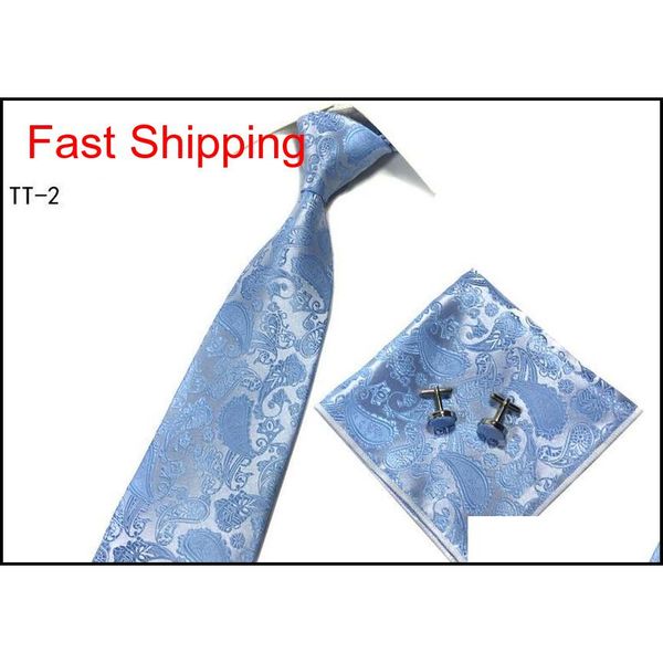 

paisley jacquard silk necktie hanky cufflinks handkerchief gift setmen 100% silk neck ties for man formal qylsei mj_fashion, Black;gray