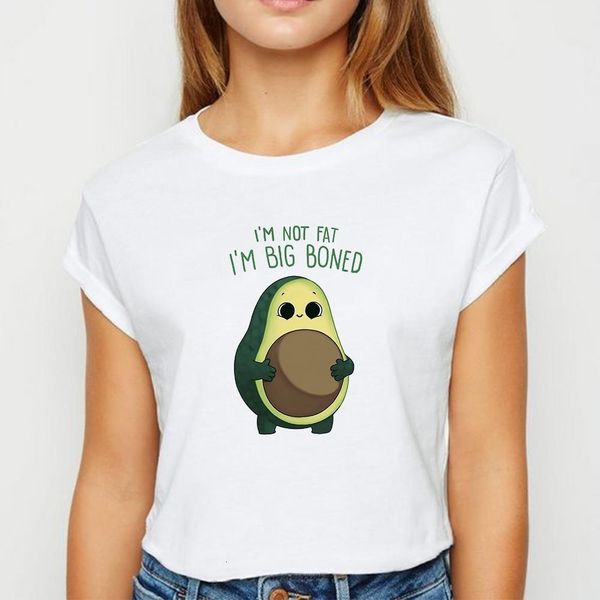 

avocado i' not fat i' big boned tshirt vogue spring summer ropa mujer t shirt women casual women's shirt o-collar t-shirts, White