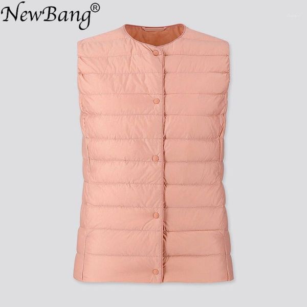 

newbang women's warm vests ultra light down vest women mafabric waistcoat portable warm sleeveless winter liner1, Black;white