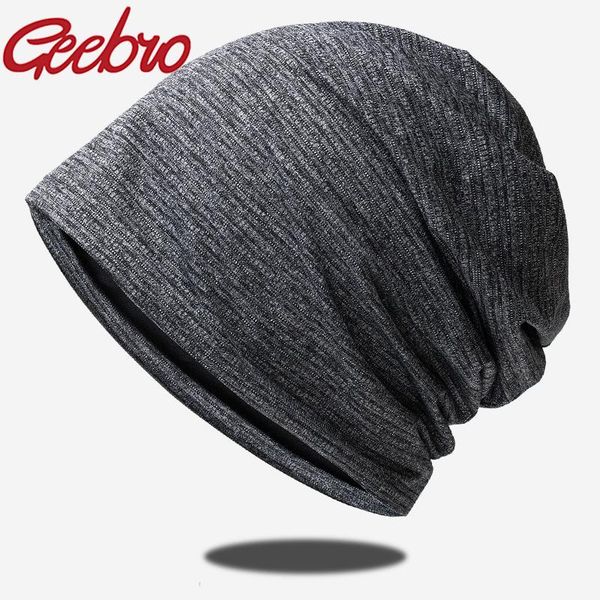 

geebro spring autumn fashion hats for women casual knitted bonnet caps men solid color hip hop skullies female beanies, Blue;gray